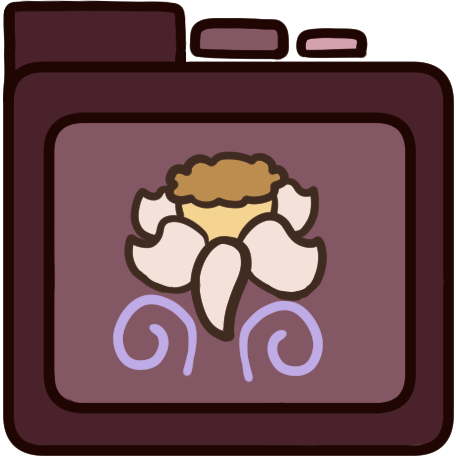 a red file folder with a narcissus flower on it.